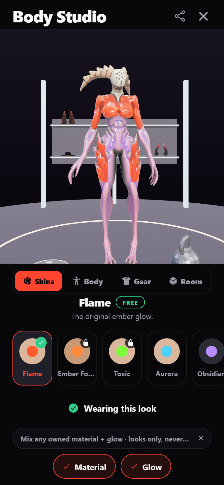 Body Studio with skins, bodies, gear and rooms
